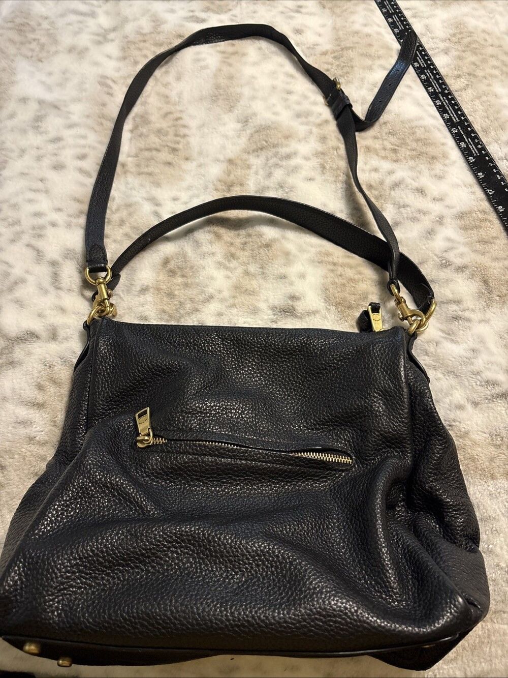 Coach Shay 93811 Black Pebbled Leather Convertible Shoulder Crossbody Bag